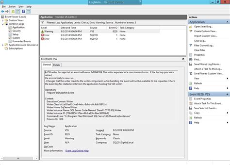 Open <b>Hyper-V</b> host and select virtual machine that produced this error. . Event id 8229 vss hyperv